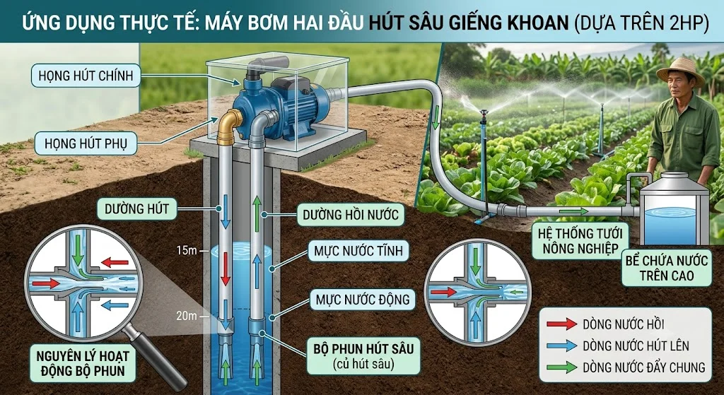 Nguyên lý hoạt động của Máy bơm nước hai đầu