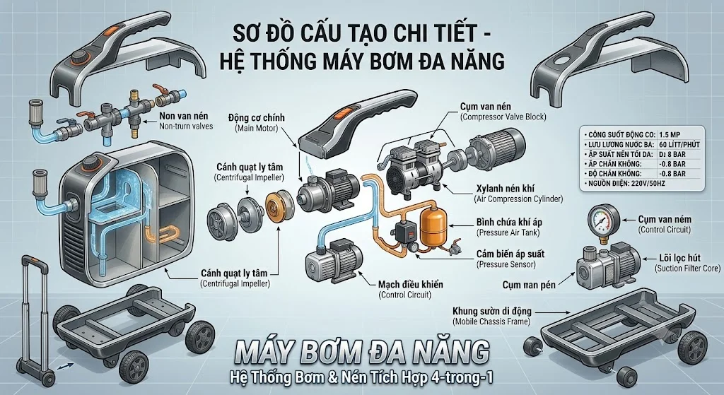 Nguyên lý hoạt động của Máy bơm đa năng
