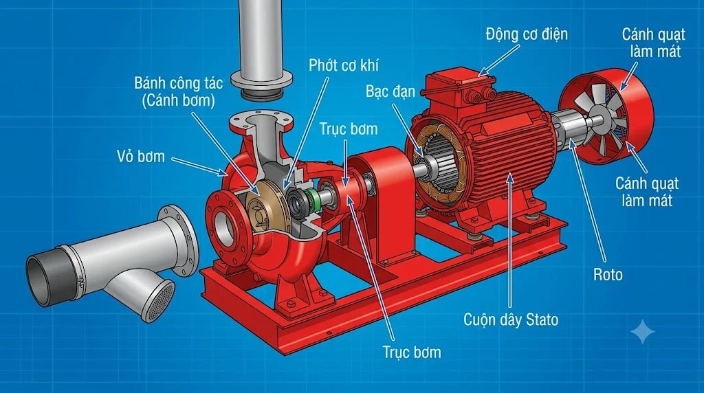 Nguyên lý hoạt động của máy bơm cứu hỏa