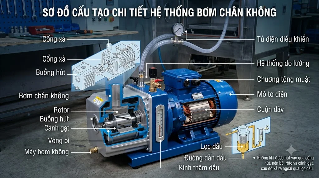 Nguyên lý hoạt động của Máy bơm chân không