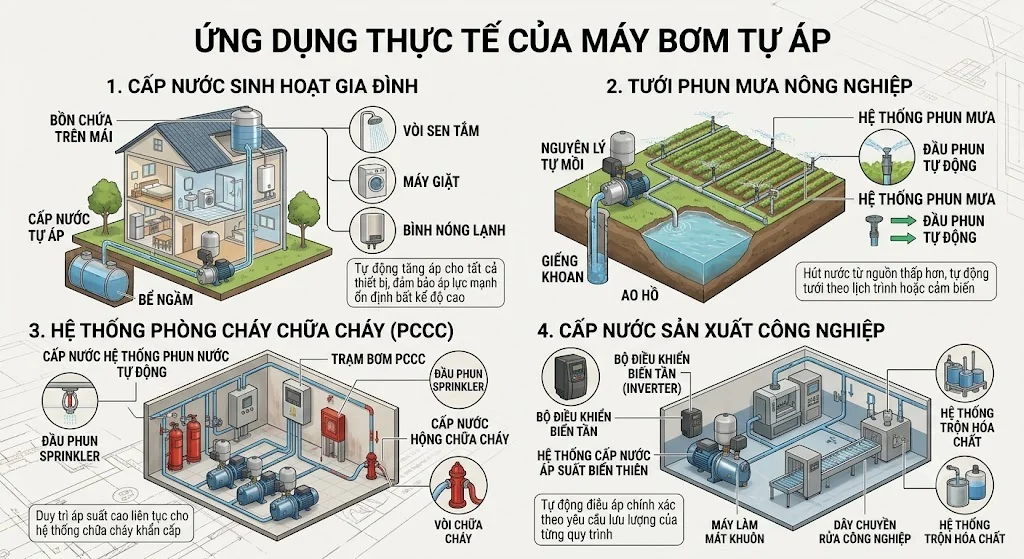 Ưu điểm của máy bơm tự áp