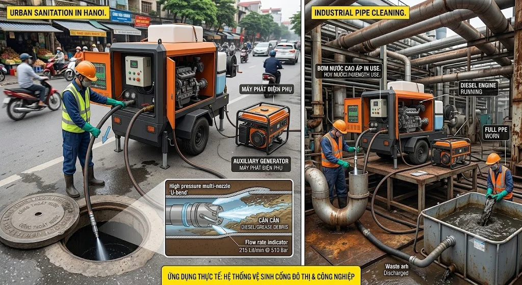 Nguyên lý hoạt động của máy vệ sinh đường ống nước