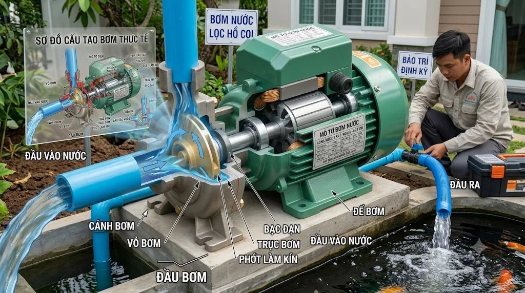 Các loại mô tơ bơm nước 1 ngựa phổ biến