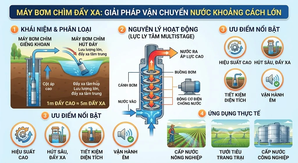 Máy bơm chìm đẩy xa là gì?