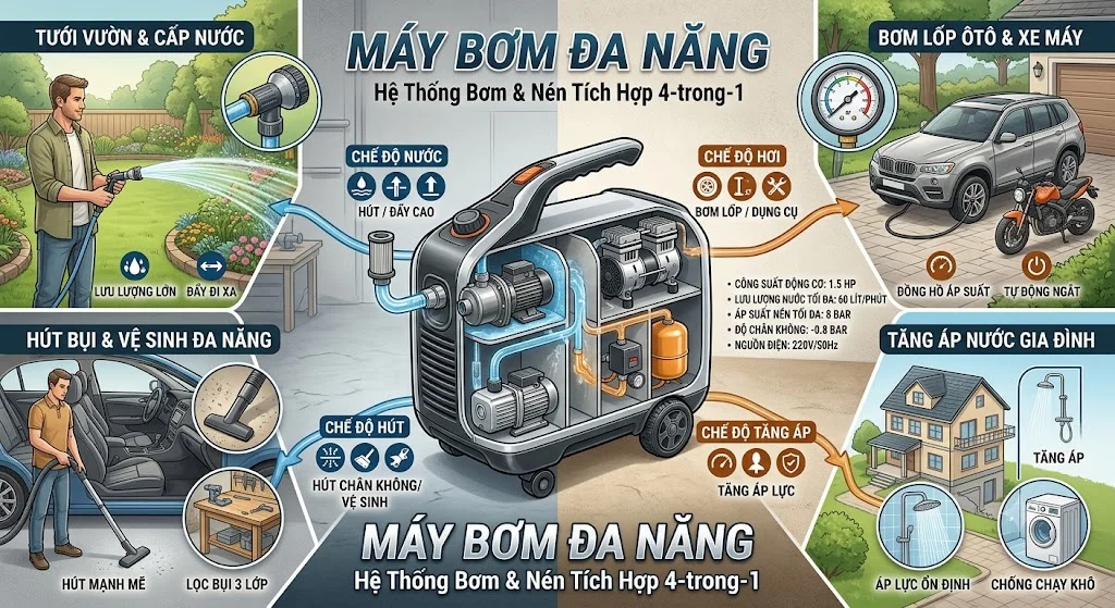 Cấu tạo của Máy bơm đa năng