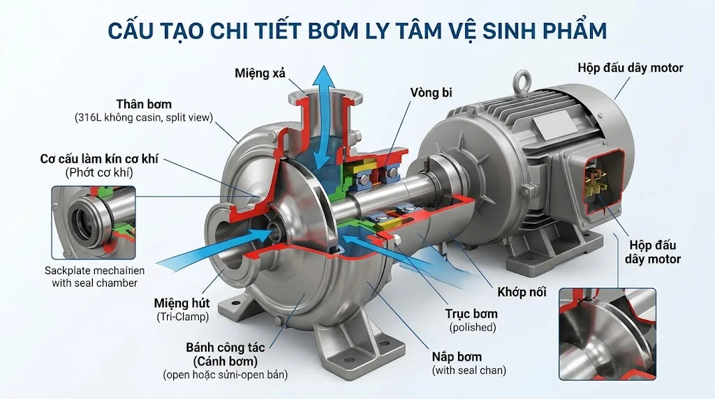 Cấu tạo Sanitary centrifugal pump