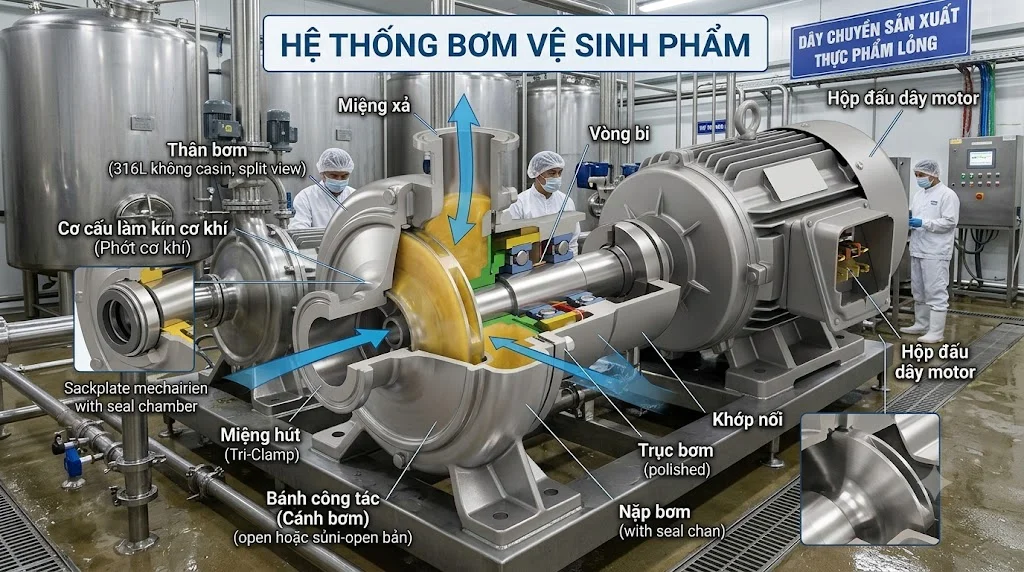 Nguyên lý hoạt động của Sanitary centrifugal pump