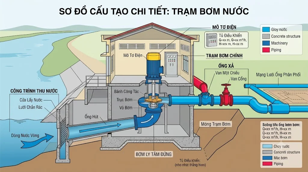 Nguyên lý hoạt động của trạm bơm nước