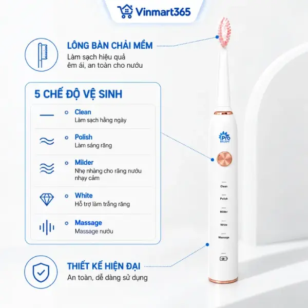 Bàn Chải Điện Sóng Siêu Âm Prosencor DHL02 Cao Cấp slide 3