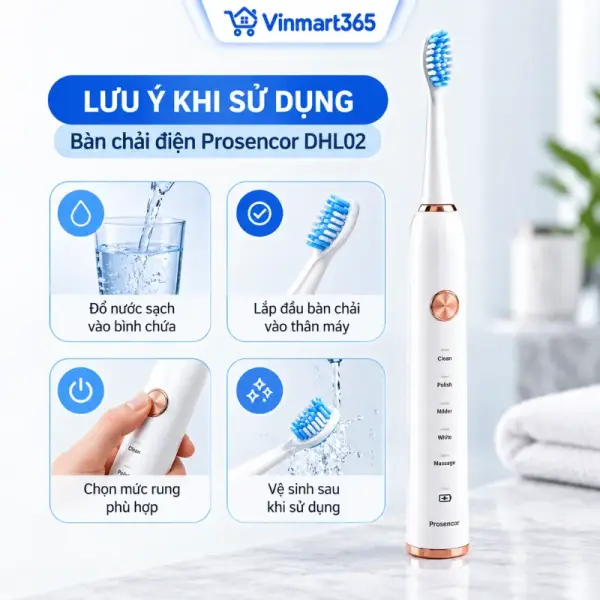 Bàn Chải Điện Sóng Siêu Âm Prosencor DHL02 Cao Cấp slide 7