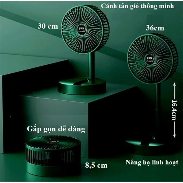 Quạt Mini Tích Điện Gấp Gọn Nhật Bản slide 5