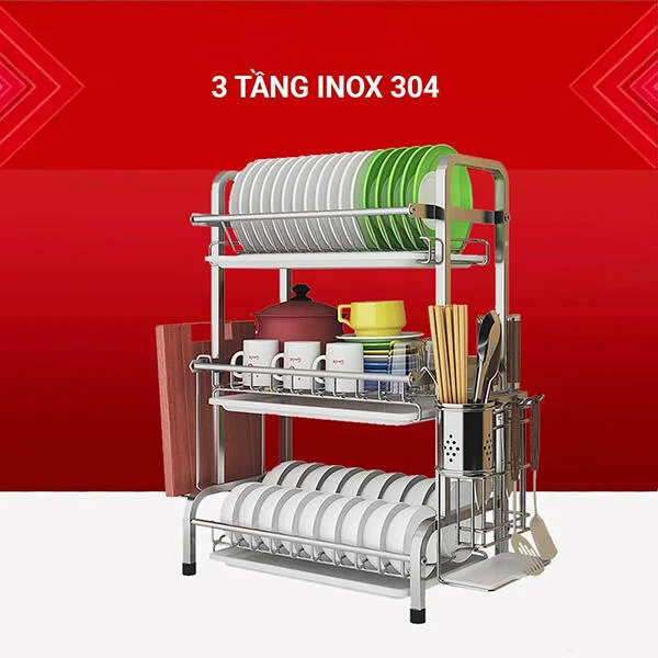 Kệ Để Bát Đĩa Inox 304 Cao Cấp slide 6
