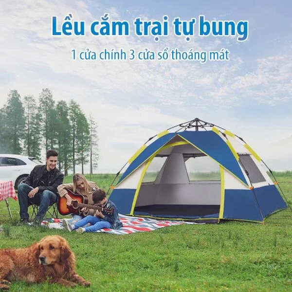 Lều Cắm Trại Tự Bung 3 Cửa Sổ Cao Cấp slide 2