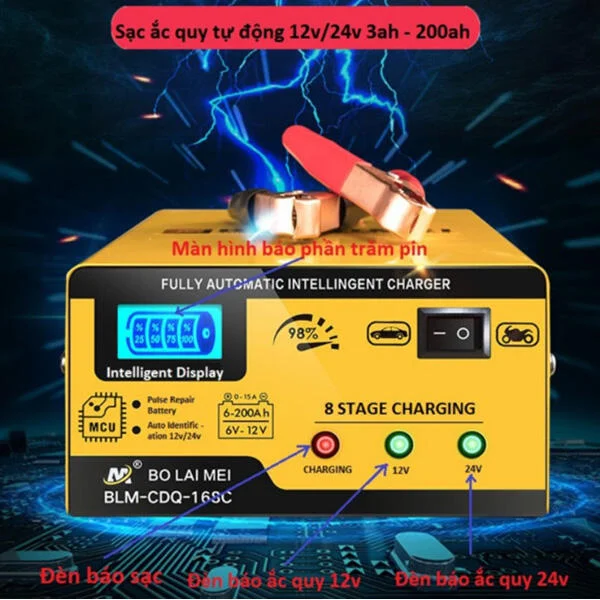 Sạc Bình Ắc Quy Bolaimei 12V - 24 200Ah Chính Hãng Nhật Bản slide 6