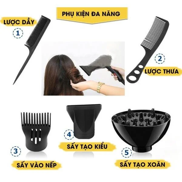 Máy Sấy Tóc Kaning Sấy 2 Chiều 3 Chế Độ Nhiệt slide 5