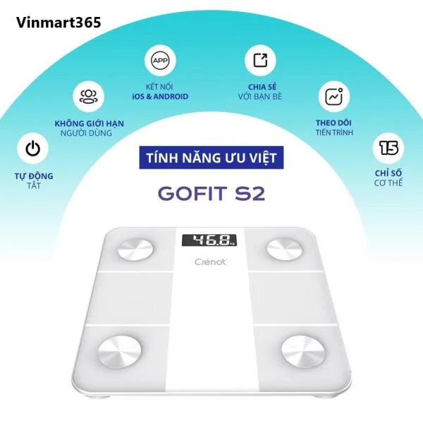 Cân Điện Tử Crenot Gofit S2 Kết Nối Bluetooth slide 4