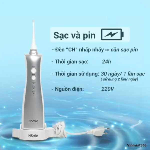 Máy Tăm Nước Cầm Tay Hismile S600 Cao Cấp slide 2