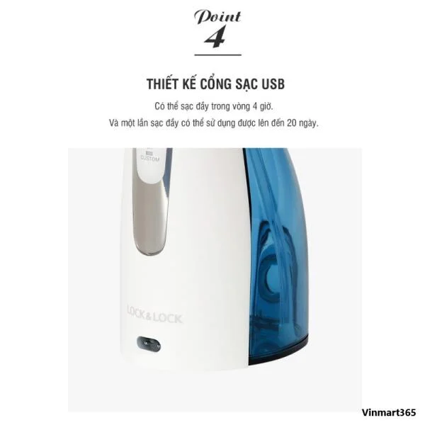 Máy Tăm Nước Không Dây LockLock ENR156BLU - Chính Hãng slide 5