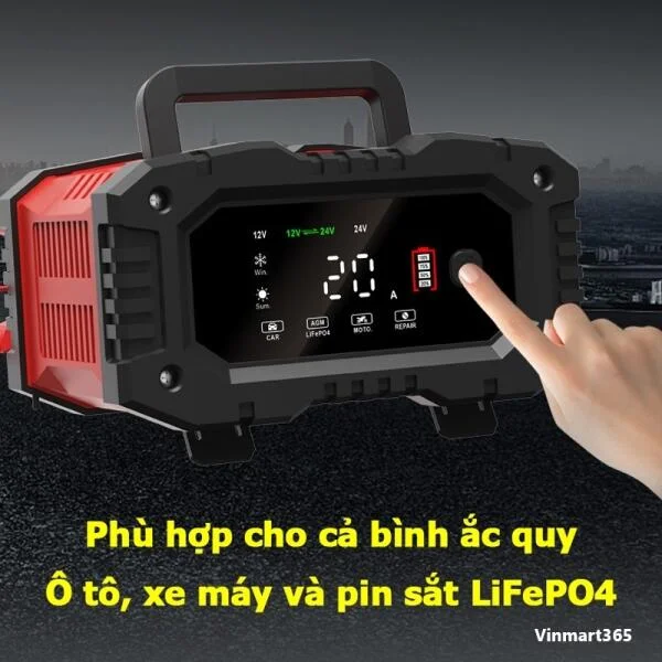 Sạc Ắc Quy Foxsur 12V-24V 300Ah Chính Hãng slide 5