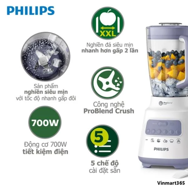 Máy Xay Sinh Tố PHILIPS HR2221/00 700W slide 5