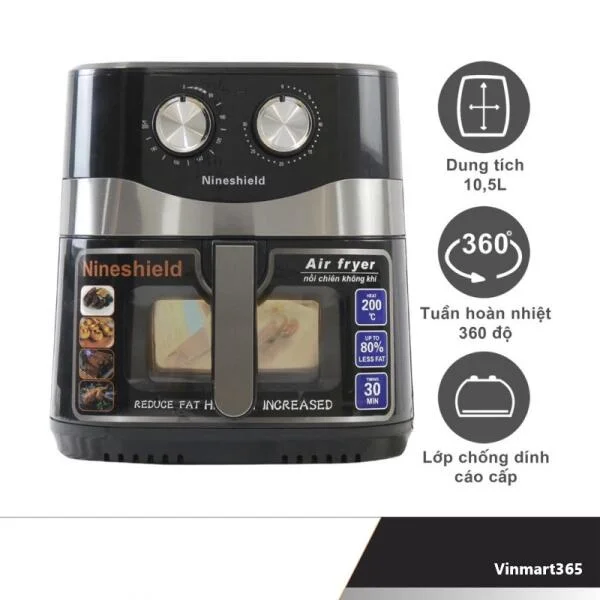 Nồi Chiên Không Dầu Nineshield KB-8002 10.5L slide 3