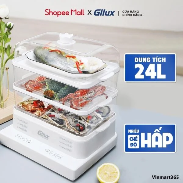 Nồi Hấp Điện 3 Tầng Gilux 24L Đa Năng slide 2