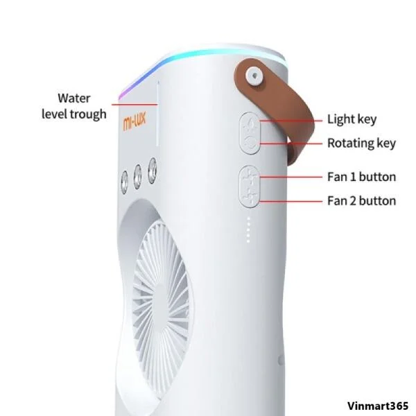 Quạt Điều Hòa Mi-Lux A3 Plus Tích Điện slide 2