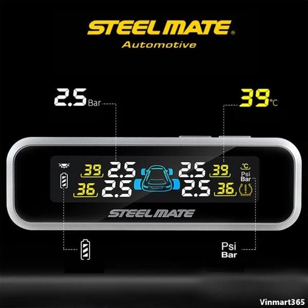 Cảm Biến Áp Suất Lốp Steelmate E3 Van Ngoài Cao Cấp slide 2