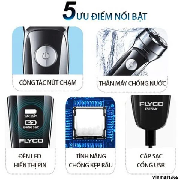 Máy Cạo Râu Flyco FS879VN 2 Lưỡi Kép Chính Hãng slide 4