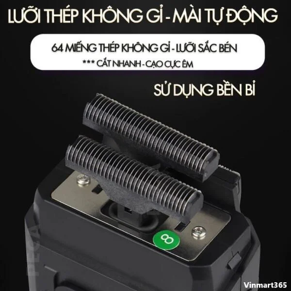 Máy Cạo Râu Kemei KM-1102 Sử Dụng Khô Chính Hãng slide 7