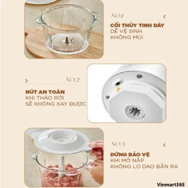 Máy Xay Thịt Bear QSJ-C03A1 Mini Đa Năng 2L Cao Cấp slide 3