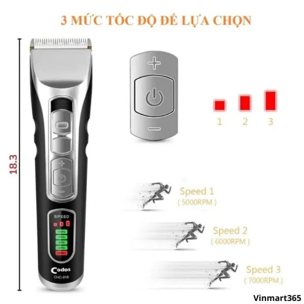 Tông Đơ Cắt Tóc Codos CHC-918 Hàn Quốc Chính Hãng slide 6