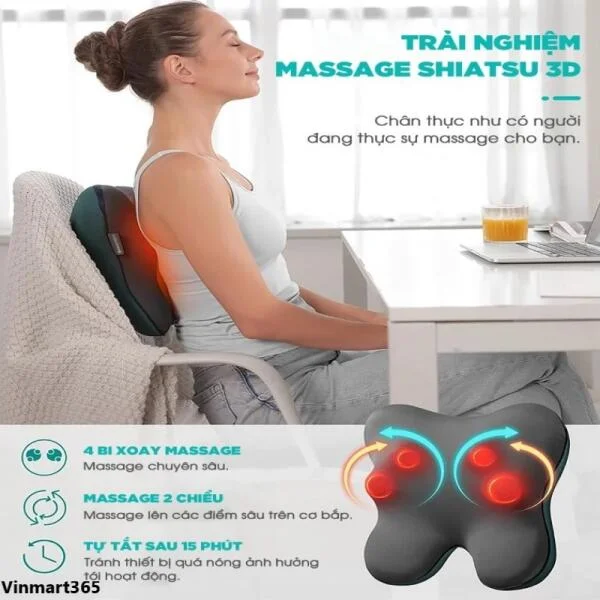 Gối Massage Kingtech KP-500 Đa Năng Nhiệt Hồng Ngoại slide 6
