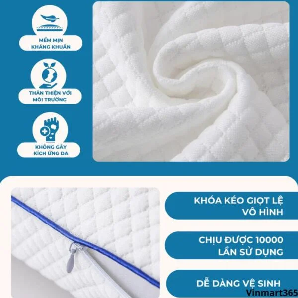 Gối Công Thái Học Ngủ Ngon CECILA Cao Su Non Cao Cấp slide 6
