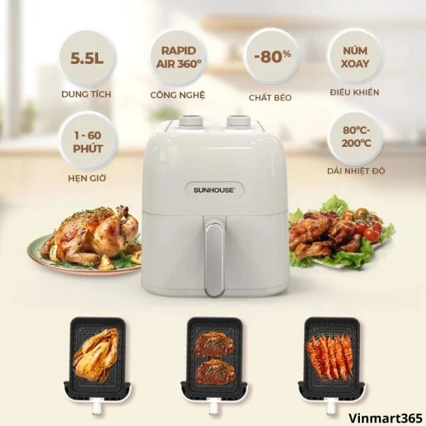 Nồi Chiên Không Dầu Sunhouse SHD4022 Chính Hãng slide 4