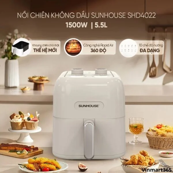 Nồi Chiên Không Dầu Sunhouse SHD4022 Chính Hãng slide 2