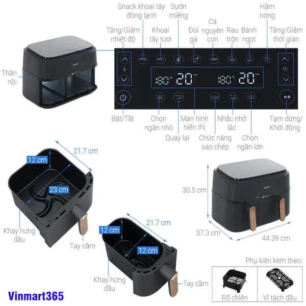 Nồi Chiên Không Dầu Philips NA352/00 Cao Cấp slide 4
