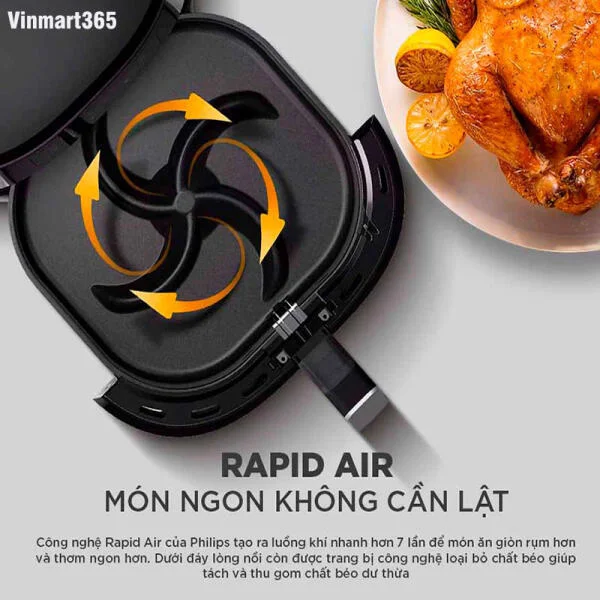 Nồi Chiên Không Dầu Philips HD9280/90 6.2L Chính Hãng slide 4