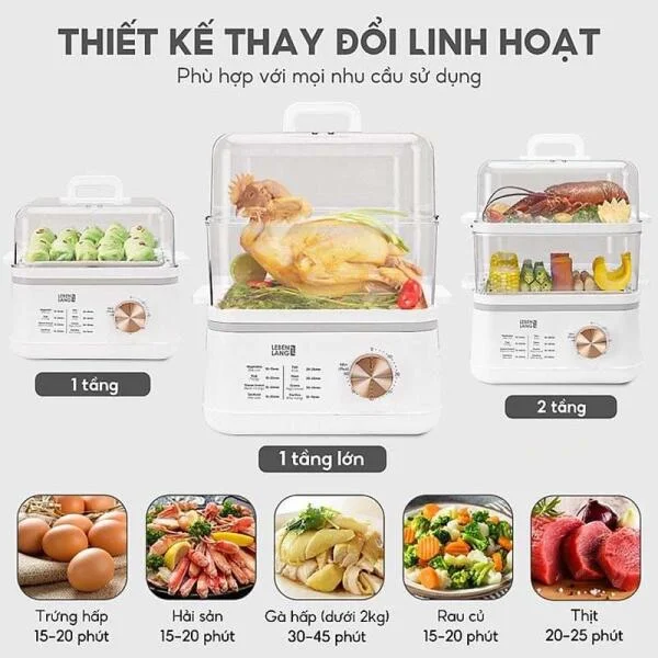 Nồi Hấp Lebenlang LBEL5030 Đa Năng 2 Tầng slide 7