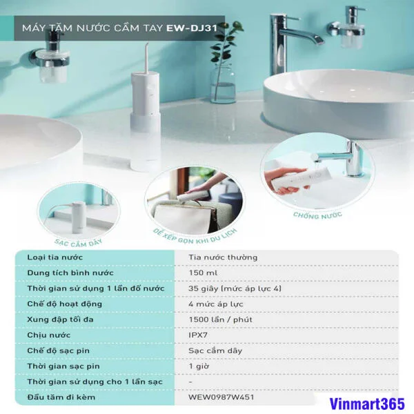Máy Tăm Nước Panasonic EW-DJ31-W451 Chính Hãng slide 3