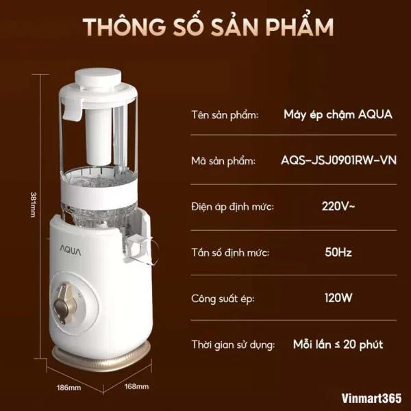Máy Ép Chậm AQUA JSJ0901RW Chính Hãng slide 3