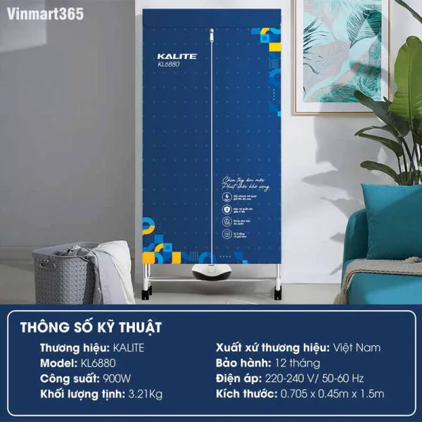 Tủ Sấy Quần Áo Kalite KL6880 Chính Hãng slide 3