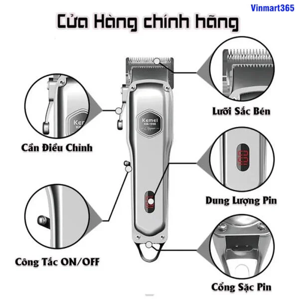 Tông Đơ Cắt Tóc Kemei KM-1998 Chính Hãng slide 2