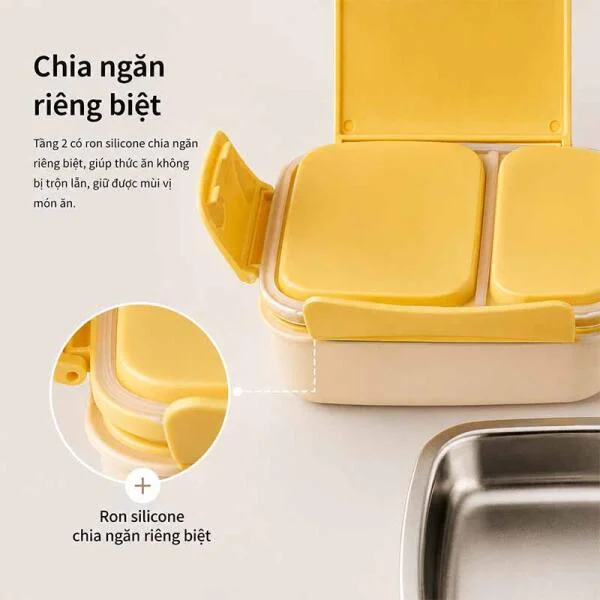 Hộp Cơm Giữ Nhiệt 2 Tầng Lock&amp;Lock LCB500GRN 1.6L slide 4