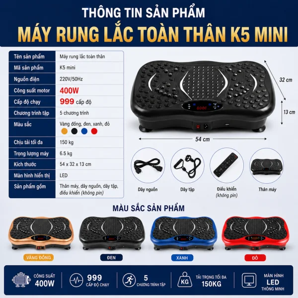 Máy Rung Lắc Toàn Thân K5 999 Cấp Độ slide 5