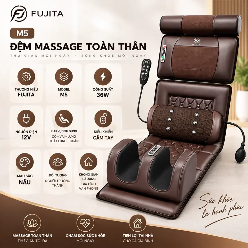Thông tin sản phẩm đệm massage toàn thân FUJITA M5