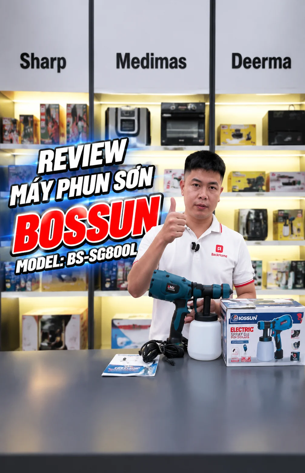 Máy Phun Sơn Boshun BS-SG800W Chính Hãng