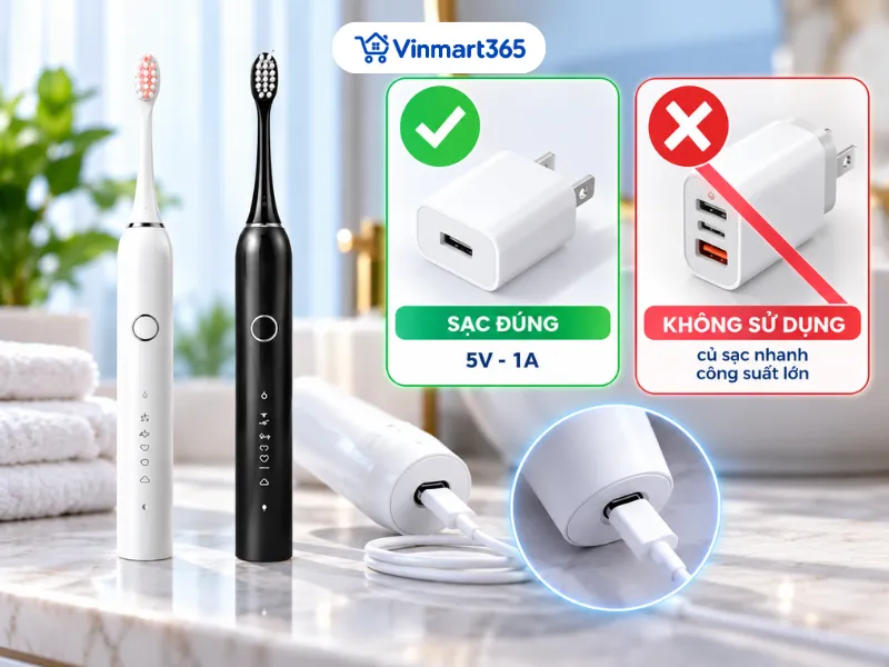 Không tự ý dùng củ sạc nhanh công suất lớn
