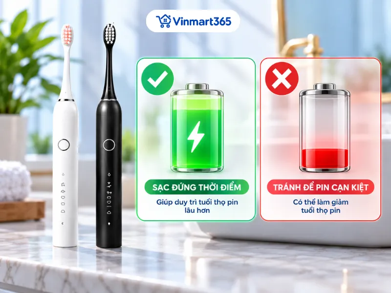 Tránh sạc tùy tiện hoặc để pin cạn kiệt