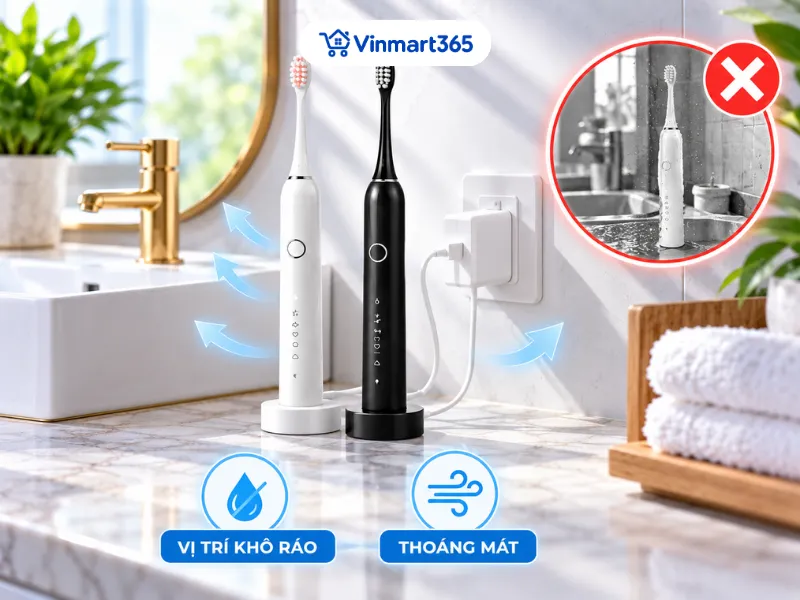 Chọn vị trí sạc khô ráo, thoáng mát